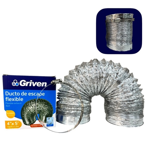 [GV-AVD-4-5] Ducto flexible luminizado GRIVEN (4'' x 1,5 metros)