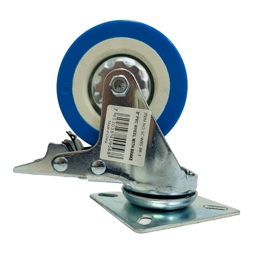 [SC-WBS-BR-3] RUEDA D PVC 3" CON FRENO SECURITY
