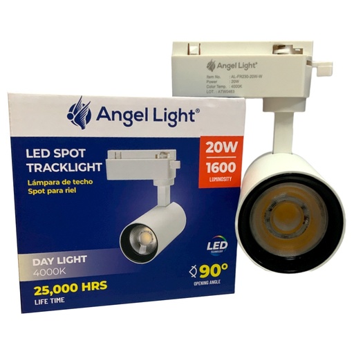 [AL-FR230-20W-W] LAMPARA DE TECHO SPOT PARA RIEL 20W COLOR BLANCO ANGEL LIGHT