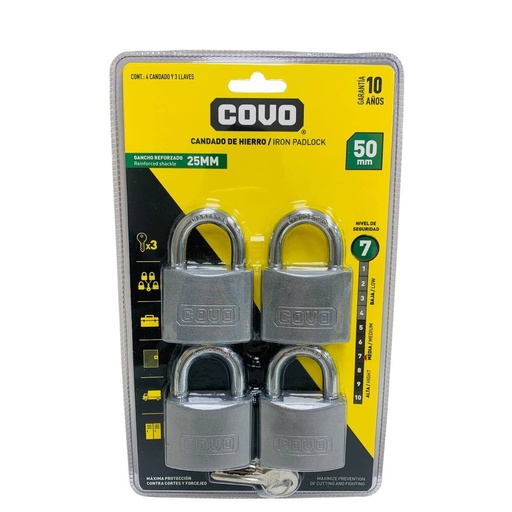 [CV-PDI-50MM-4P] Candado de arco igualado 50mm COVO (set 4pz)