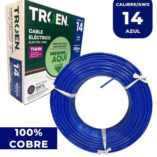 [AWG14-BU] Cable thhn 14 azul TROEN (rollo 100 metros)