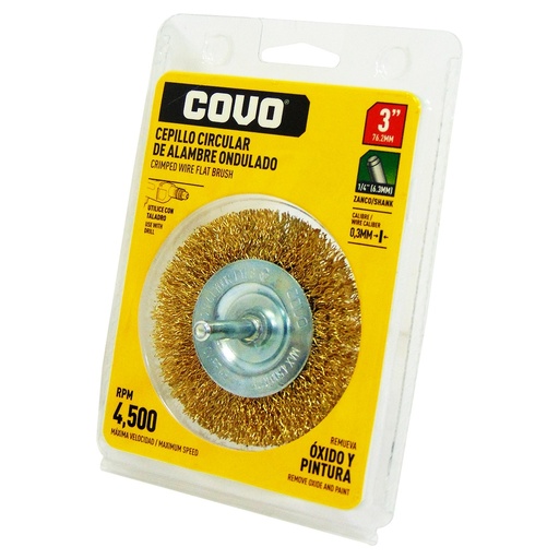 [CV-RFWB-3] Cepillo circular de alambre ondulado 3'' COVO