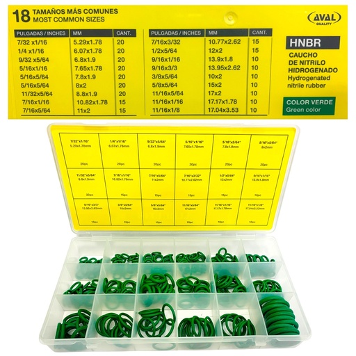 [SC-GK-NBR270] Oring verde SECURITY (set 270pz)