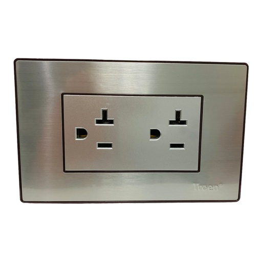 [TR-ETSS-6C-20A] Tomacorriente doble 2p + t 20a TROEN (acero inoxidable)
