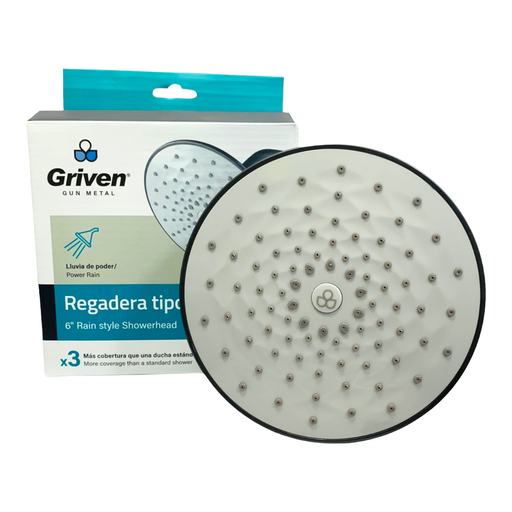 [GV-SH-QY2] Regadera tipo lluvia 6'' GRIVEN (gun metal)