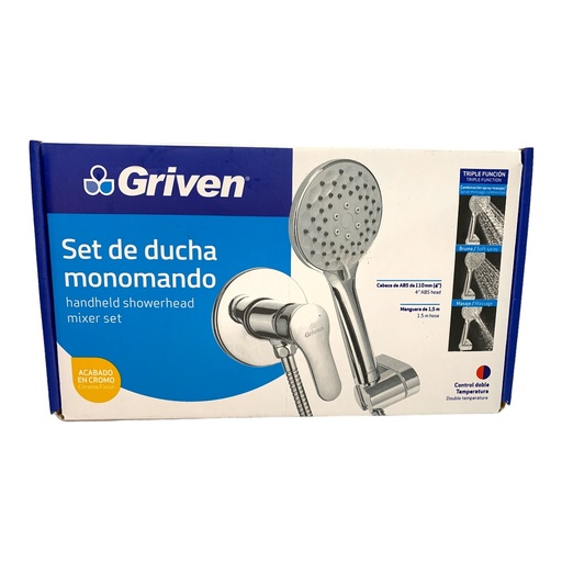 [GV-FT010SH] Set de ducha monomando GRIVEN (cromado)