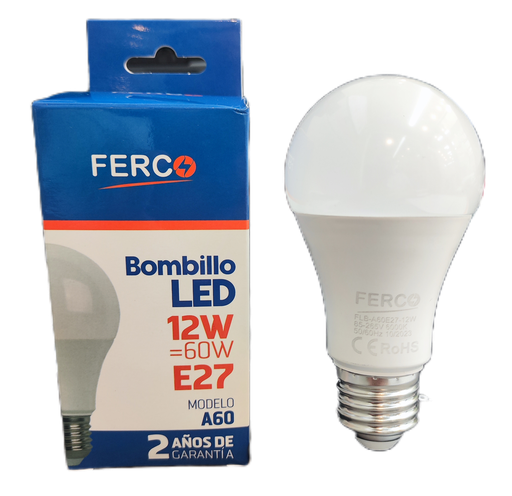 [FLB-A60E27-12W] Bombillo led a65 12w e27 ac85-265v 6000k FERCO