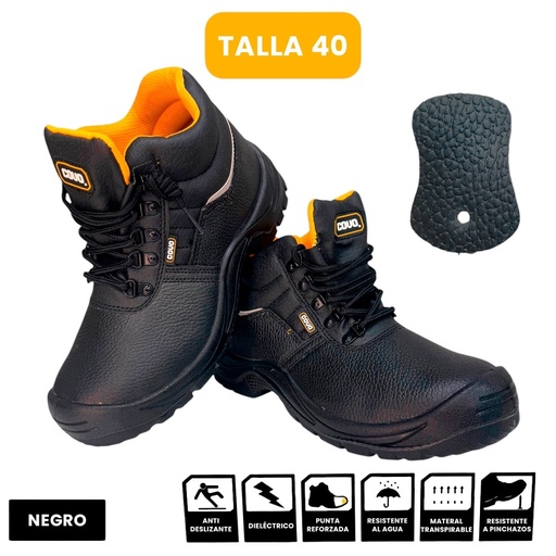 [CV-SB2-40-BK] Bota de seguridad negra COVO (talla 40)