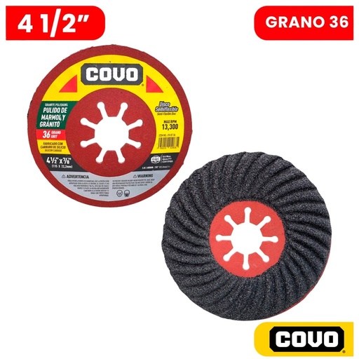 [CV-SF-36] Disco semiflexible para pulido marmol 4.1/2'' x 7/8'' COVO (grano 36)