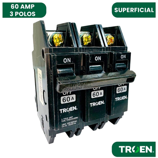 [THQC-3P-60A] Breaker sobreponer 3 polos x 60 amperios TROEN