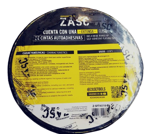 [Z-SFT4X10-BI] Cinta autoadhesiva impermeable 4" x 10metros x 1,5mm ZASC