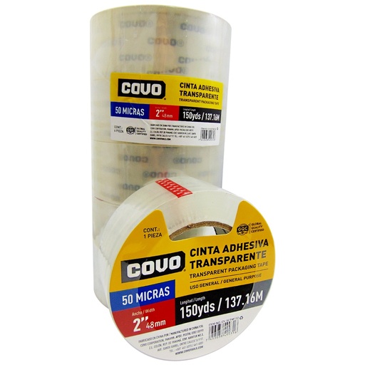 [CV-SCT48150] Cinta de embalar transparente 2" x 137 metros COVO