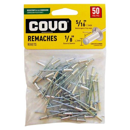 [CV-RS-3208] Remache de aluminio 1/8" x 5/16" COVO (set 50pz)
