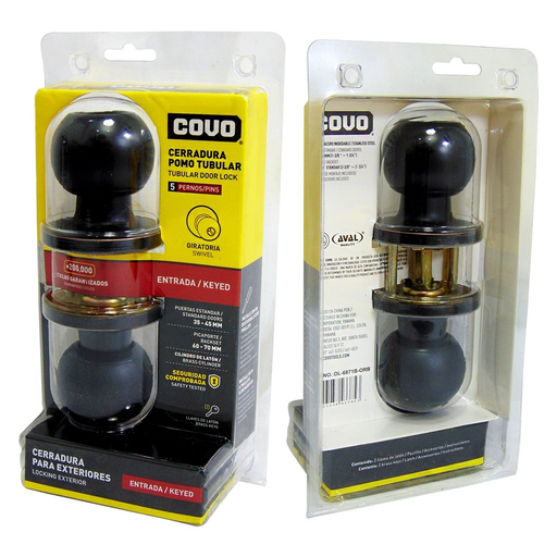 [DL-6871B-ORB] Cerradura de pomo para dormitorio negro mate COVO