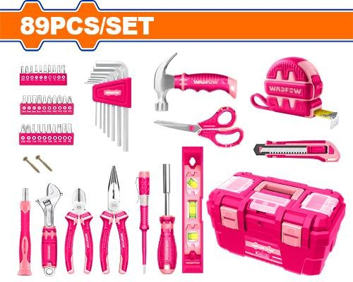 [WHS3B89] Herramientas manuales edición color rosado WADFOW (set 89pz)
