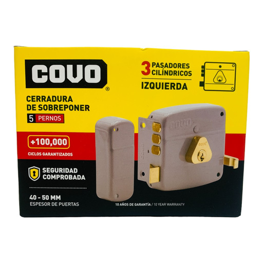[50121-3M-LC] Cerradura sobreponer 3 pases izquierda COVO