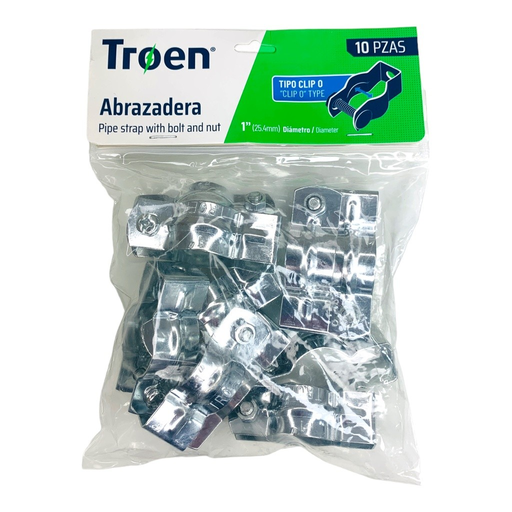 [TR-EMT-CFH100] ABRAZADERA TIPO CLIP EMT  1" 10 PIEZAS TROEN