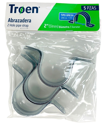 [TR-BEMT200] ABRAZADERA TIPO OMEGA EMT 2" 5 PIEZAS TROEN