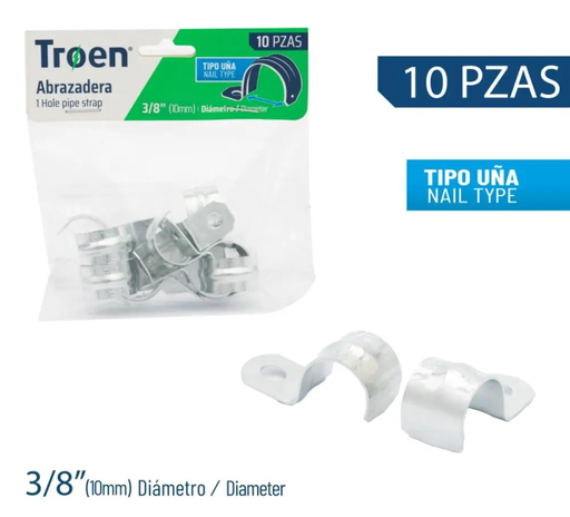 [TR-EMT038] ABRAZADERA 3/8" 10 PIEZAS TROEN