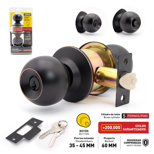 [DL-3871B-ORB] CERRADURA POMO DORMITORIO NEGRO COVO