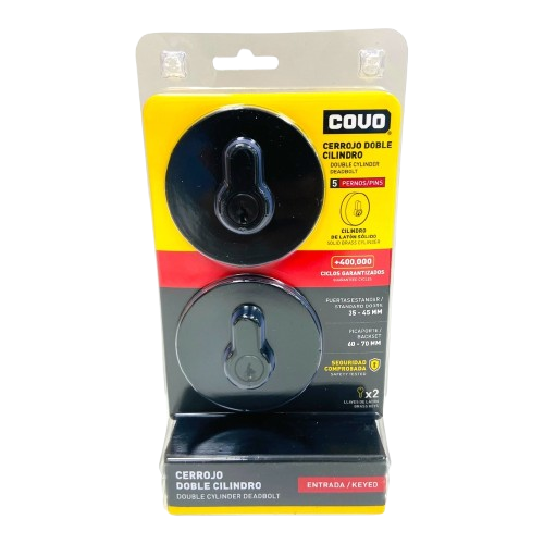 [CV-DDRD-MB] CERROJO DOBLE CILINDRO 45MM (NEGRO) COVO