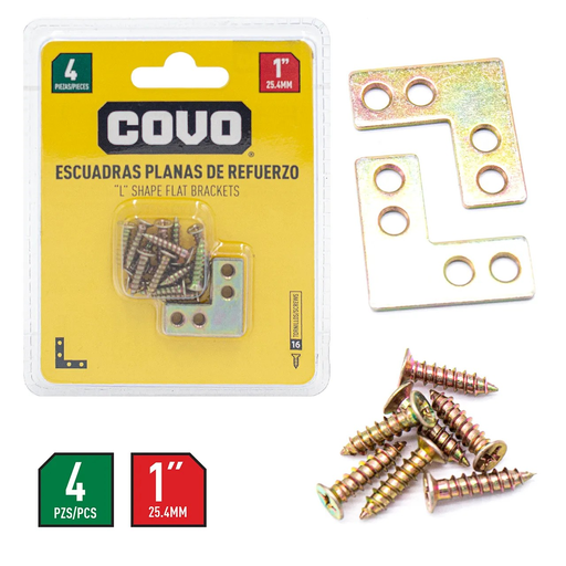 [A307-MPB-1] Escuadra plana de refuerzo 1" COVO (set 4pz)