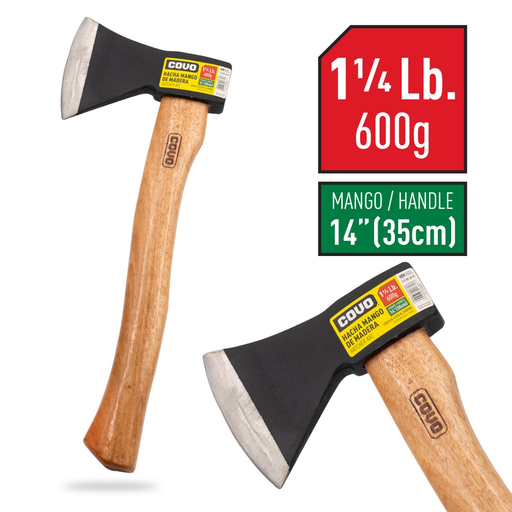[CV-AXE-600G] HACHA MANGO DE MADERA 600GR COVO