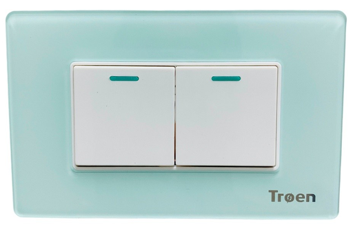[TR-ATG-2K] Interruptor doble acrilico verde agua 10A TROEN
