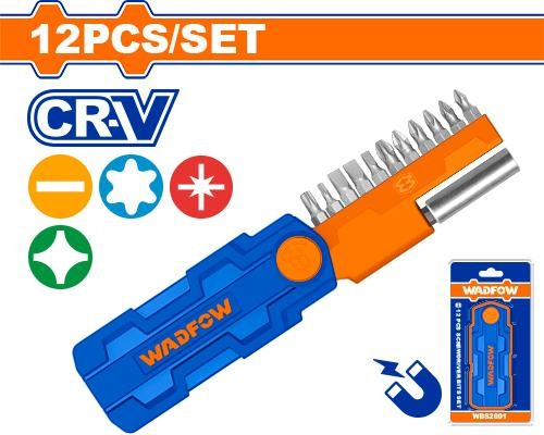 [WBS2601] JUEGO DE PUNTAS PARA DESTORNILLADOR 12 PZS WADFOW