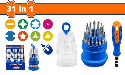 [WSS1J31] JUEGO DESTORNILLADOR ACCESORIOS 31PZS WADFOW