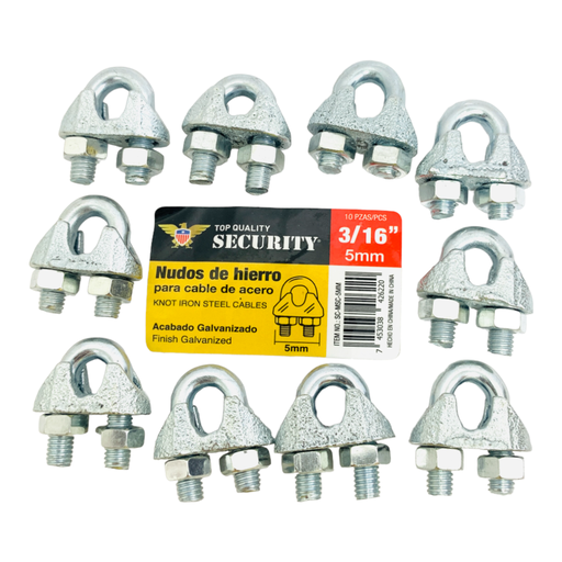 [SC-MSC-5MM] Perro para guaya 3/16'' SECURITY (set 10pz)