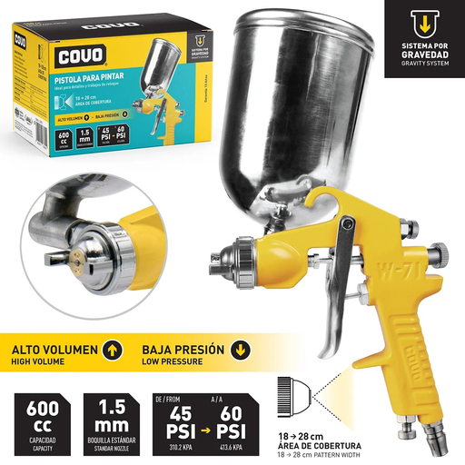 [CV-W71G] Pistola para pintar de gravedad 600CC COVO