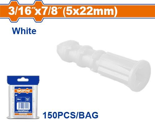 [WXTK911] RAMPLUG PLASTICO BLANCO 3/16"X7/8" (150 PZAS) WADFOW