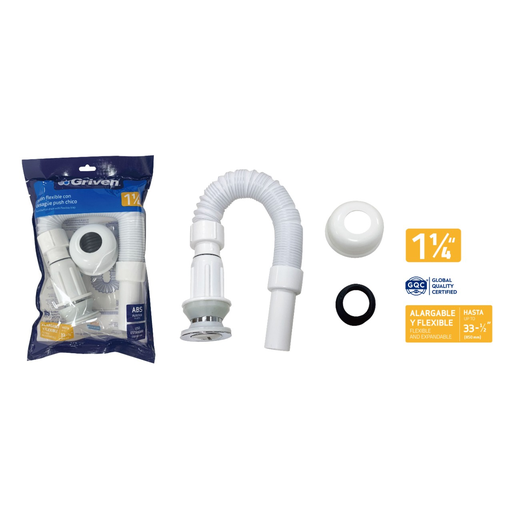 [GV-FPL220A] SIFON PARA LAVAMANOS CON DESAGUE 1-1/4 EXTENSIBLE GRIVEN