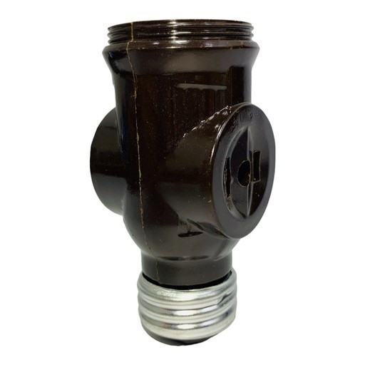 [DQ-035-BR] SOCATE DOBLE CON SWITCH NEGRO E27 TROEN