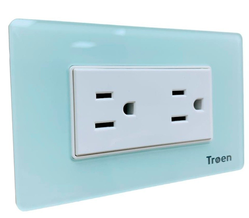 [TR-ATG-6C] Tomacorriente doble polarizado TROEN (acrilico verde agua)