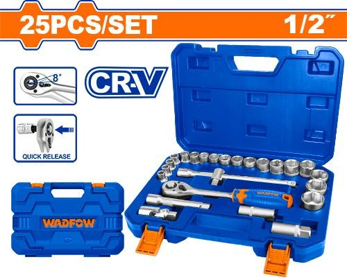 [WST2D25] Set de dados 1/2" crique 25 piezas WADFOW