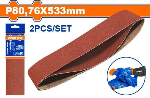 [WZA1E80] Lija banda 76mm x 533mm grano #80 WADFOW (Set 2 piezas)