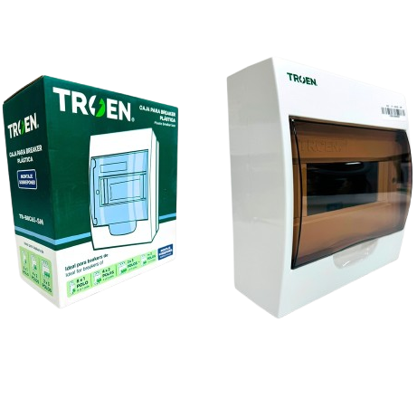 [TR-B8C65-SM] Caja para breaker termomagnético 8 circuitos sobreponer TROEN