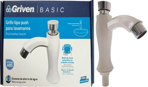 [GVB-PBF-1W] Grifería lavamanos abs tipo push GRIVEN (blanca)