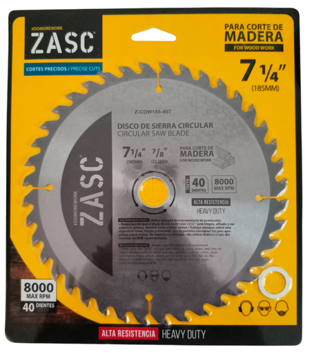 [Z-CDW185-40T] Disco para sierra circular 7.1/4'' x 7/8'' 40 dientes ZASC (corte de madera)