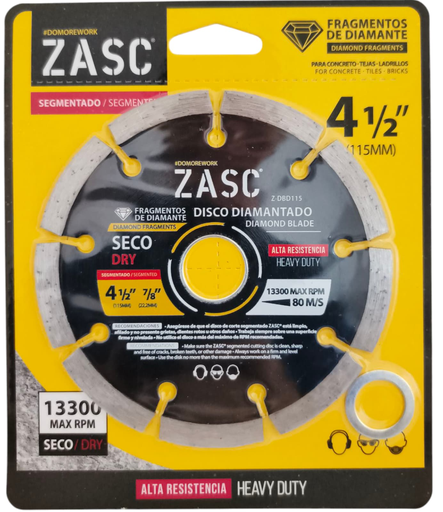 [Z-DBD115] Disco diamantado segmentado 4.1/2'' x 7/8'' ZASC