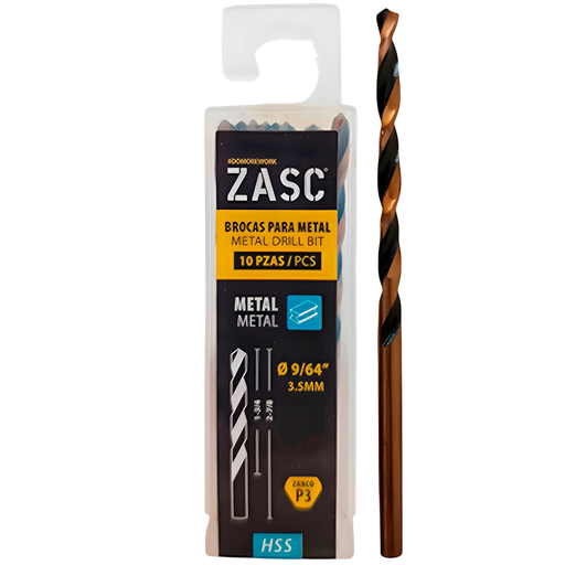 [Z-DBHSS10PC-3.5] Mecha para metal hss 9/64" x 2.7/8'' ZASC (set 10 pzas)