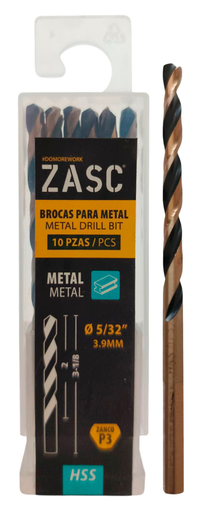 [Z-DBHSS10PC-3.9] Mecha para metal hss 5/32" x 3.1/8'' ZASC (set 10 pzas)