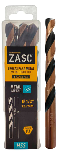[Z-DBHSS5PC-12.7] Mecha para metal hss 1/2" x 6'' ZASC (set 5 pzas)