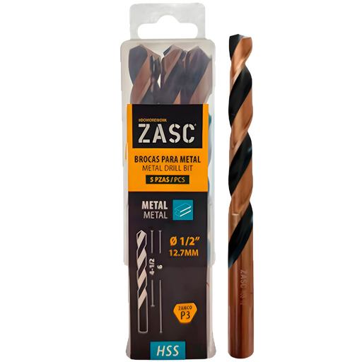 [Z-DBHSS5PC-12.7] Mecha para metal hss 1/2" x 6'' ZASC (set 5 pzas)