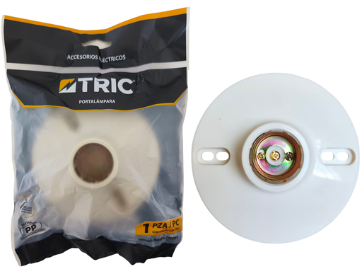 [T-SA9006] Sócate plafón plástico e27 ac127-250v marfil TRIC (máximo 150w)