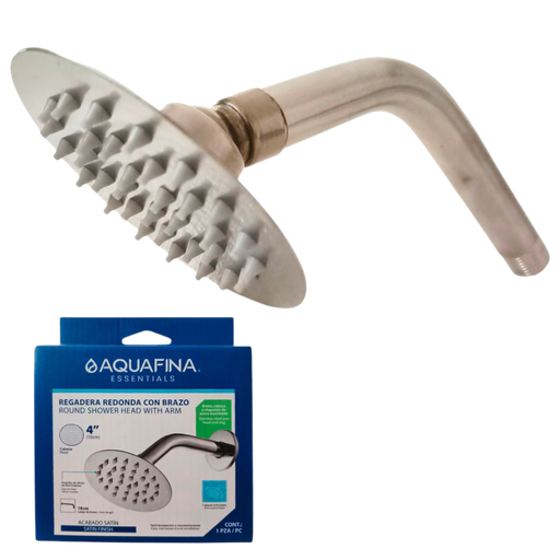 [A-SHRO4-2] Regadera redonda 4" con brazo y roseta AQUAFINA (cromada)