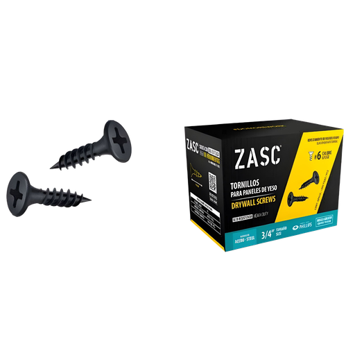 [Z-DSCT-3-4] Tornillo para drywall rosca gruesa 6 x 3/4" ZASC (set 1000pz)