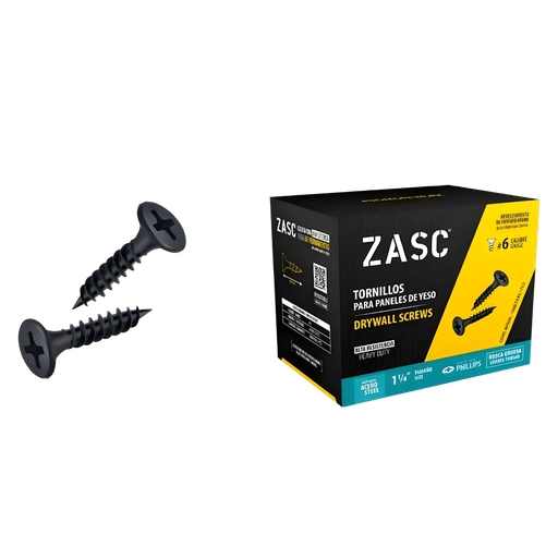 [Z-DSCT-11-4] Tornillo para drywall rosca gruesa 6 x 1.1/4" ZASC (set 1000pz)